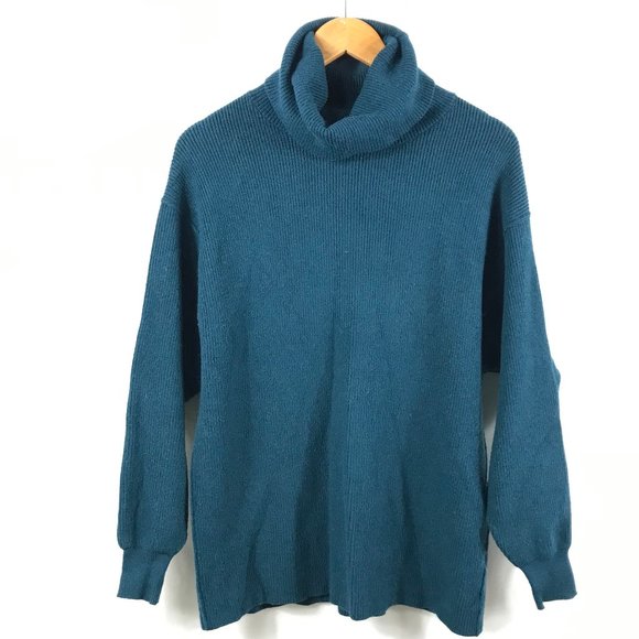 Free People Sweater Womens XS Blue Turtleneck Oversized Sweatshirt Pullover - Picture 1 of 5